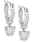 Swarovski Crystal Heart Dangle Hoop Earrings
