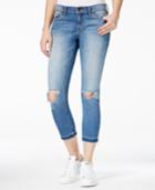 Dittos Cropped Ripped Medium Blue Wash Skinny Jeans
