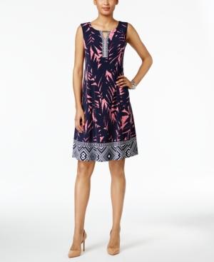 Jm Collection Mixed-print A-line Dress, Created For Macy's