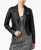 Bar Iii Studded Faux-leather Moto Jacket, Only At Macy's