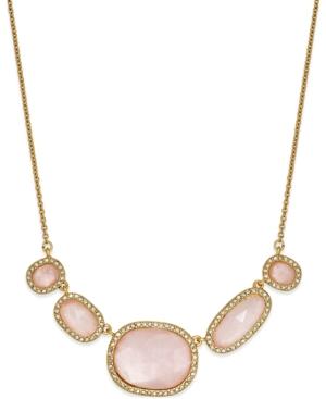 Kate Spade New York Gold-tone Rose Quartz Frontal Necklace