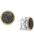 Effy Diamond Round Filigree Stud Earrings (1/2 Ct. T.w.) In Sterling Silver And 18k Gold
