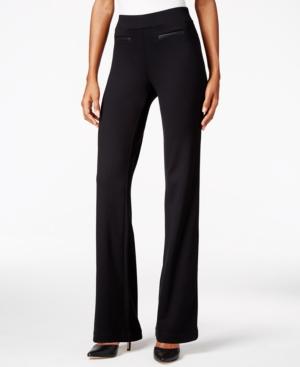 Style & Co. Faux-leather-trim Trousers, Only At Macy's