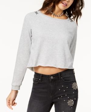 Ultra Flirt Juniors' Lace-up Cropped Sweatshirt