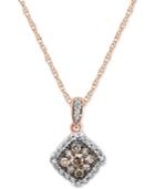 Diamond Halo Pendant Necklace (1/3 Ct. T.w.) In 14k Rose Gold