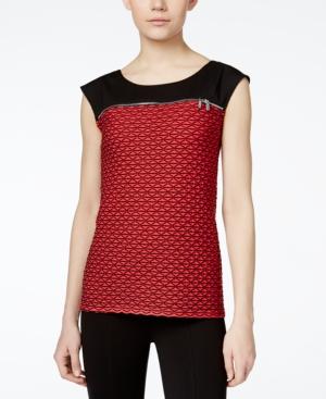 Calvin Klein Printed Zipper Top