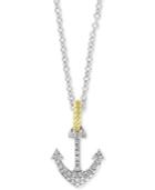Effy Diamond Two-tone Anchor 18 Pendant Necklace (1/6 Ct. T.w.) In 14k Gold & White Gold