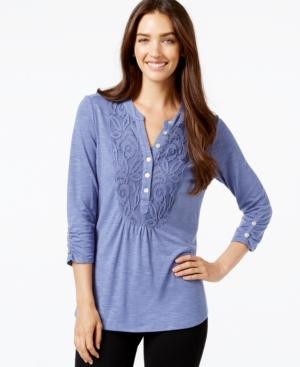 Ny Collection Lace-front Ruched Top