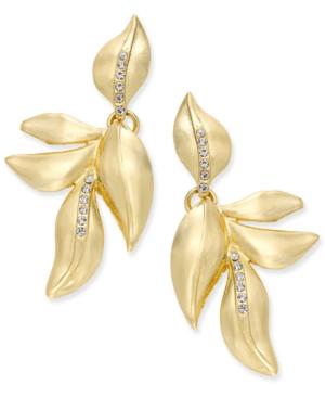 Thalia Sodi Gold-tone Crystal Leaf Drop Earrings, Only At Macy's