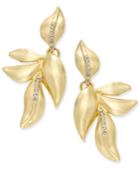 Thalia Sodi Gold-tone Crystal Leaf Drop Earrings, Only At Macy's