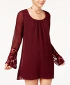 Sequin Hearts Juniors' Burnout Velvet-trimmed Shift Dress