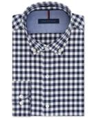 Tommy Hilfiger Slim-fit Non-iron Soft Wash Navy Gingham Dress Shirt
