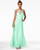 B Darlin Juniors' Crystal-embellished Illusion Gown, A Macy's Exclusive Style
