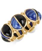 M. Haskell For Inc Gold-tone Jet And Blue Colorblocked Beaded Stretch Bracelet, Only At Macy's