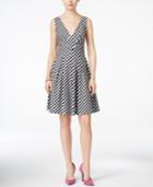 Betsey Johnson Gingham V-neck Fit & Flare Dress