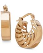 Double Swirl Cutout Hoop Earrings In 14k Gold, Made In Italy