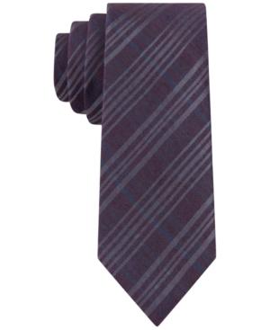 Calvin Klein Merlot Plaid Skinny Tie