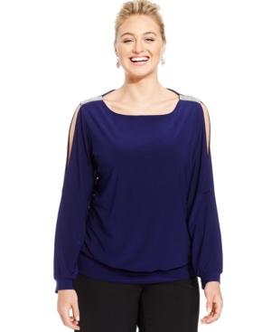 Jbs Limited Plus Size Embellished Cold-shoulder Blouse
