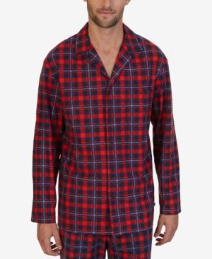 Nautica Men's Red Plaid Lightweight Sueded Fleece Sleep Shirt