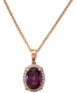 Final Call By Effy Rhodolite (1-1/2 Ct. T.w.) & Diamond Accent Pendant Necklace In 14k Rose Gold