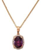 Final Call By Effy Rhodolite (1-1/2 Ct. T.w.) & Diamond Accent Pendant Necklace In 14k Rose Gold