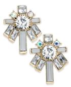 Inc International Concepts Gold-tone Crystal & White Stone Flower Stud Earrings, Created For Macy's