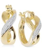 Victoria Townsend Diamond Accent X-hoop Earrings In 18k Gold Over Sterling Silver