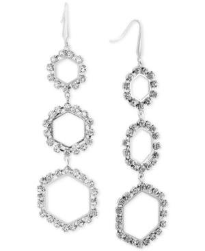 Steve Madden Silver-tone Crystal Ring Triple Drop Earrings