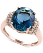 Ocean Bleu By Effy London Blue Topaz (5-1/3 Ct. T.w.) And Diamond (1/8 Ct. T.w.) Ring In 14k Rose Gold
