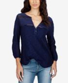 Lucky Brand Mixed Media Peasant Top