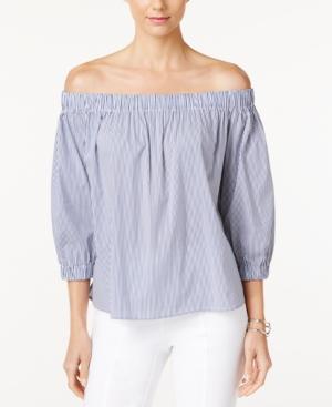 Marled Striped Off-the-shoulder Top