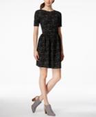 Bar Iii Textured V-back Fit & Flare Dress, Only At Macy's