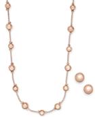 Charter Club Rose Gold-tone Ball Station Necklace & Stud Earrings