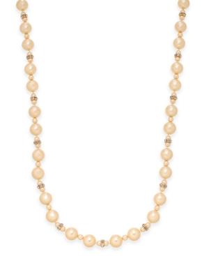 Charter Club Pave And Imitation Pearl Necklace, Created For Macy's