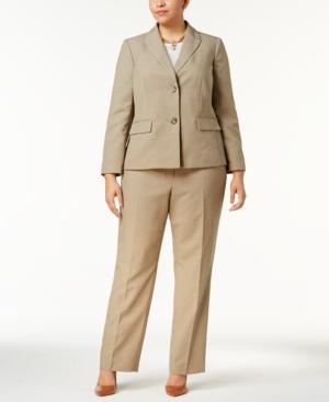 Le Suit Plus Size Two-button Shadow-striped Pantsuit