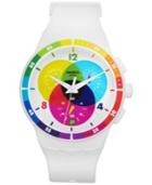 Swatch Unisex Swiss Chronograph Chromograph White Silicone Strap Watch 42mm Susw404