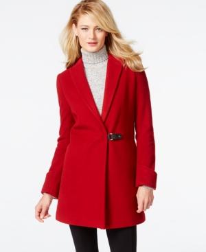 Calvin Klein Faux-leather-trim Buckled Walker Coat