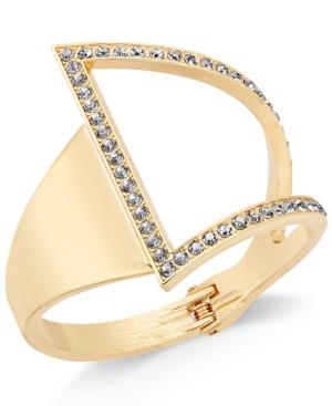 Inc International Concepts Gold-tone Pave Sculptural Hinged Bangle Bracelet, Only At Macy's