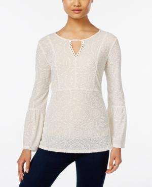 Style & Co Velvet Patterned Keyhole Top, Only At Macy's