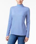 Karen Scott Carmela Striped Turtleneck Top, Only At Macy's