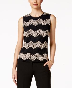Kasper Lace Chevron-pattern Shell