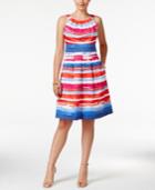 Nine West Halter Striped Fit & Flare Dress