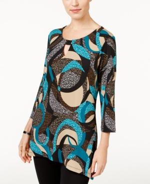 Jm Collection Printed Handkerchief-hem Top, Only At Macy's