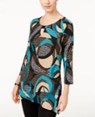 Jm Collection Printed Handkerchief-hem Top, Only At Macy's