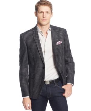 Bar Iii Charcoal And Black Gingham Slim-fit Soft Jacket