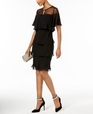 Sl Fashions Embellished Tiered Chiffon Dress