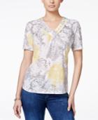 Alfred Dunner Petite Bead-trim V-neck Top