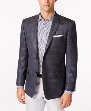 Marc New York By Andrew Marc Men's Blue/gray Plaid Slim Fit Sport Coat