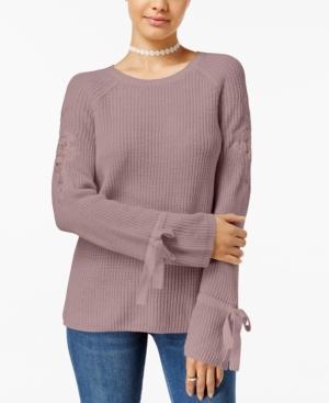 Freshman Juniors' Ribbed Lace-inset Sweater