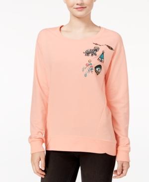 Rebellious One Juniors' Festival Patches Tunic Sweatshirt